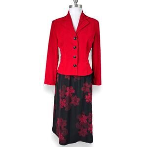 Vintage 80s style double collar red button blazer size8 petite large buttons R&K